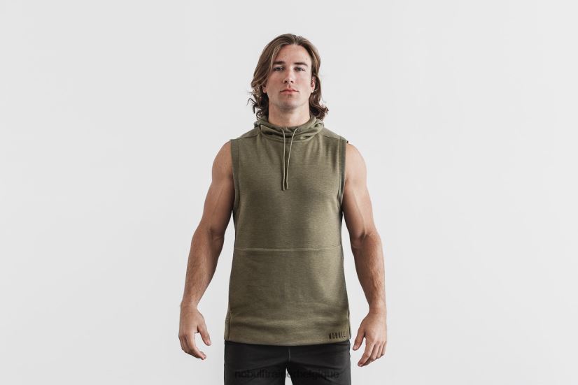 NOBULL sweat à capuche sans manches en micropeluche pour hommes army88R8PT1199