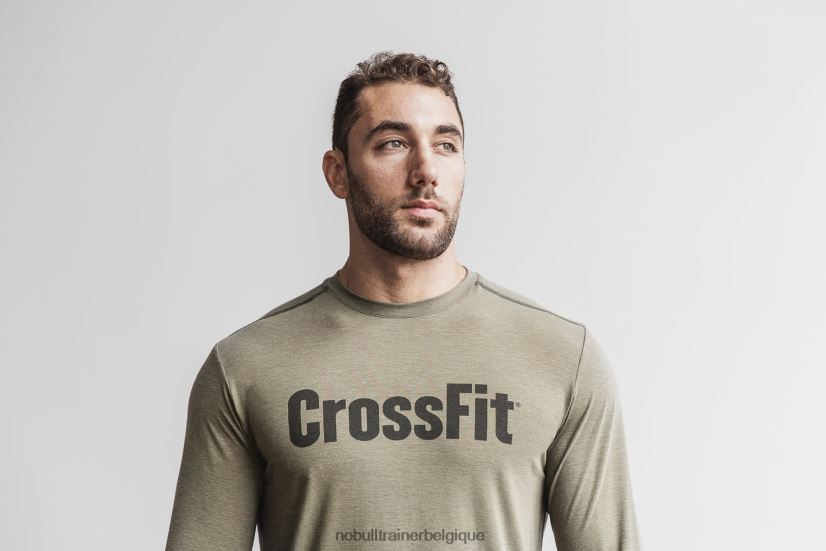 NOBULL tee-shirt crossfit à manches longues pour hommes army88R8PT1141