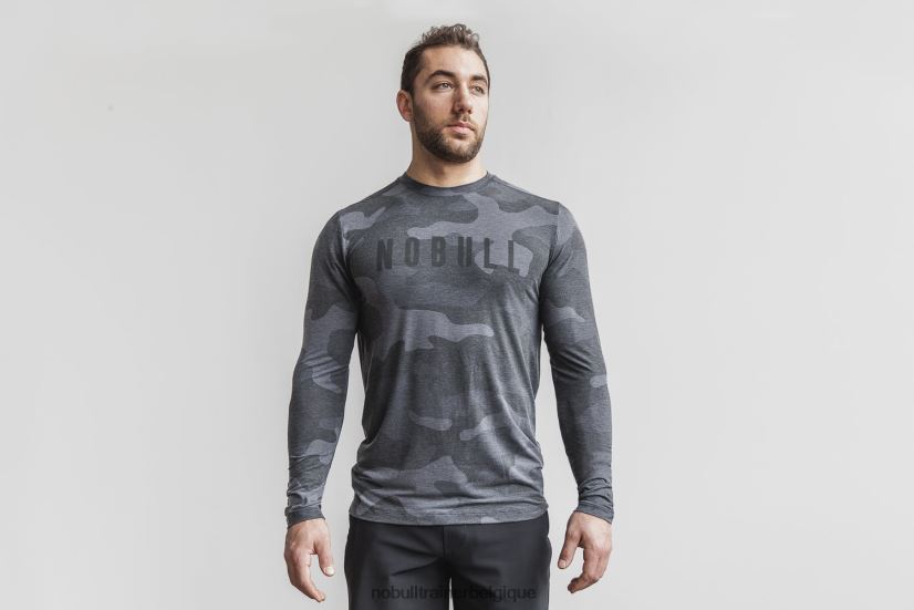 NOBULL tee-shirt à manches longues pour hommes (camo) anthracite88R8PT906